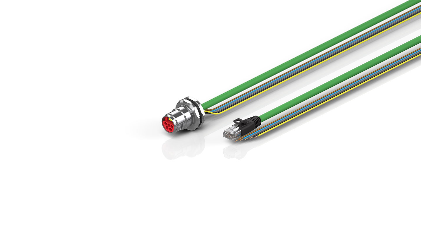 ZK7208-CB00-Axxx | B17, ENP cable, PUR, 5 G 1.5 mm² + (1 x 4 x AWG22), drag chain suitable, key 1 (2 x 24 V DC + PE)