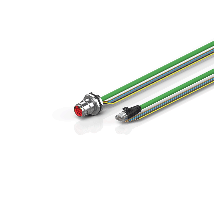 ZK7208-CB00-Axxx | B17, ENP cable, PUR, 5 G 1.5 mm² + (1 x 4 x AWG22), drag chain suitable, key 1 (2 x 24 V DC + PE)