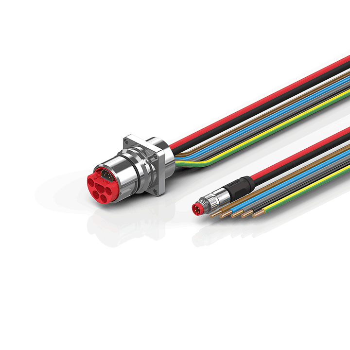 ZK7314-AT00-0xxx | B23, ECP cable, PUR, 5 G 4.0 mm² + (1 x 4 x AWG22), drag chain suitable, key 1 (2 x 24 V DC + PE)