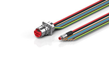ZK7314-AT00-0xxx | B23, ECP cable, PUR, 5 G 4.0 mm² + (1 x 4 x AWG22), drag chain suitable, key 1 (2 x 24 V DC + PE)
 