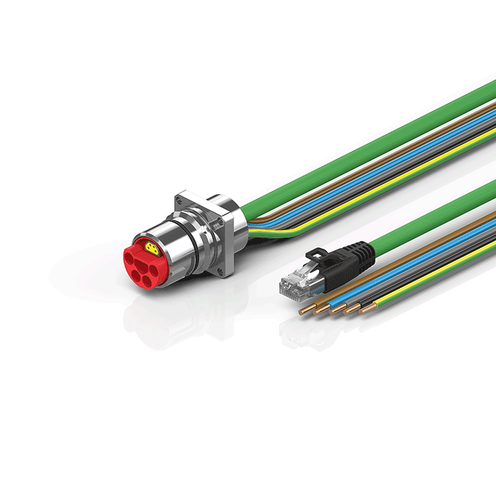 ZK7314-AT00-Axxx | B23, ENP cable, PUR, 5 G 4.0 mm² + (1 x 4 x AWG22), drag chain suitable, key 1 (2 x 24 V DC + PE)