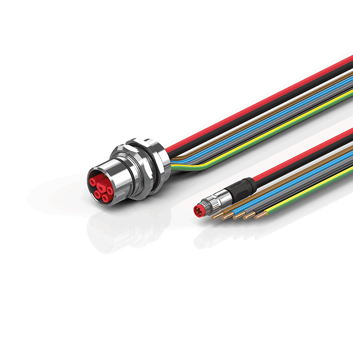 ZK7314-AU00-0xxx | B23, ECP cable, PUR, 5 G 4.0 mm² + (1 x 4 x AWG22), drag-chain suitable, key 1 (2 x 24 V DC + PE)