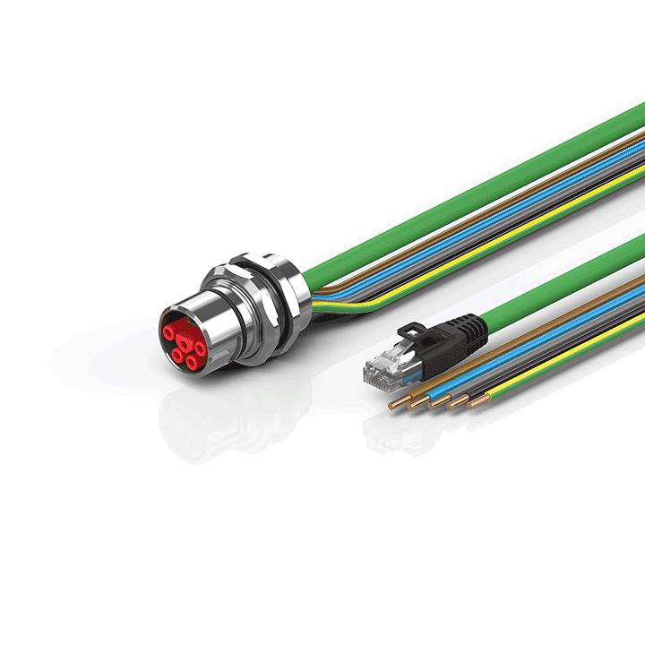 ZK7714-AU00-Axxx | B23, ENP cable, PUR, 5 G 4.0 mm² + (1 x 4 x AWG22), drag chain suitable, key 2 (400 V AC)
