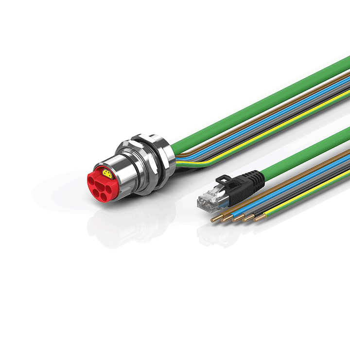 ZK7314-AV00-Axxx | B23, ENP cable, PUR, 5 G 4.0 mm² + (1 x 4 x AWG22), drag chain suitable, key 1 (2 x 24 V DC + PE)