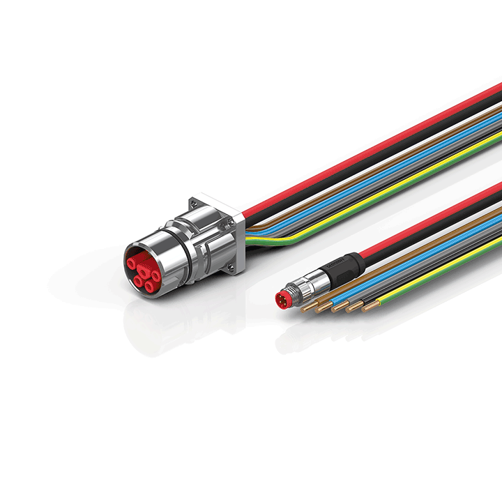 ZK7314-BW00-0xxx | B23, ECP cable, PUR, 5 G 4.0 mm² + (1 x 4 x AWG22), drag chain suitable, key 1 (2 x 24 V DC + PE)