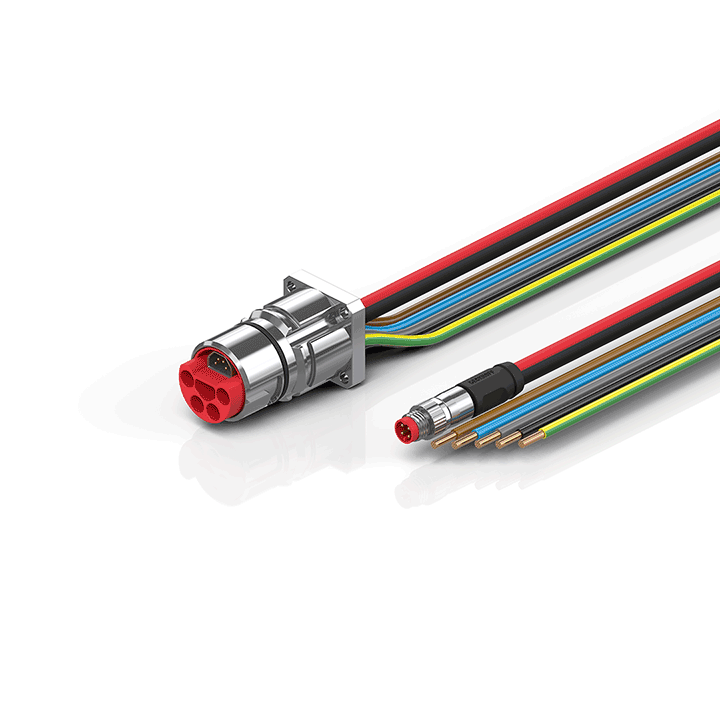 ZK7314-BX00-0xxx | B23, ECP cable, PUR, 5 G 4.0 mm² + (1 x 4 x AWG22), drag chain suitable, key 1 (2 x 24 V DC + PE)