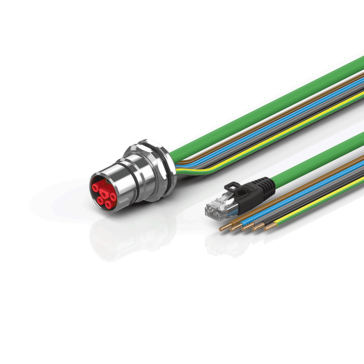 ZK7314-CA00-Axxx | B23, ENP cable, PUR, 5 G 4.0 mm² + (1 x 4 x AWG22), drag chain suitable, key 1 (2 x 24 V DC + PE)
