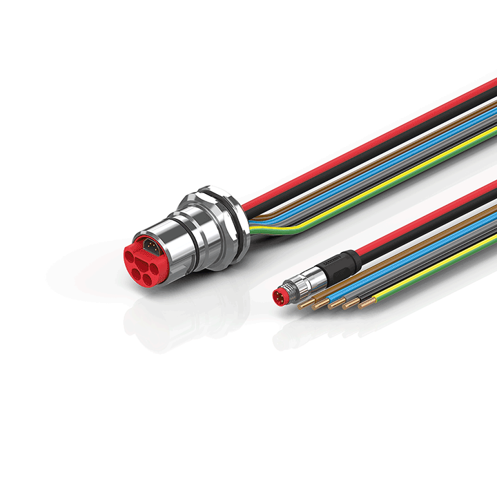 ZK7314-CB00-0xxx | B23, ECP cable, PUR, 5 G 4.0 mm² + (1 x 4 x AWG22), drag chain suitable, key 1 (2 x 24 V DC + PE)