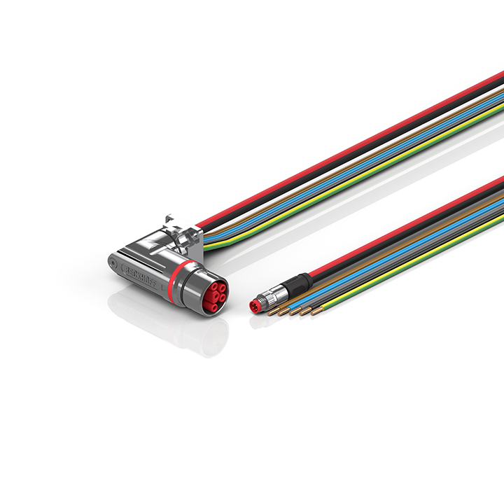 ZK7314-CI00-0xxx | B23, ECP cable, PUR, 5 G 4.0 mm² + (1 x 4 x AWG22), drag chain suitable, key 1 (2 x 24 V DC + PE)