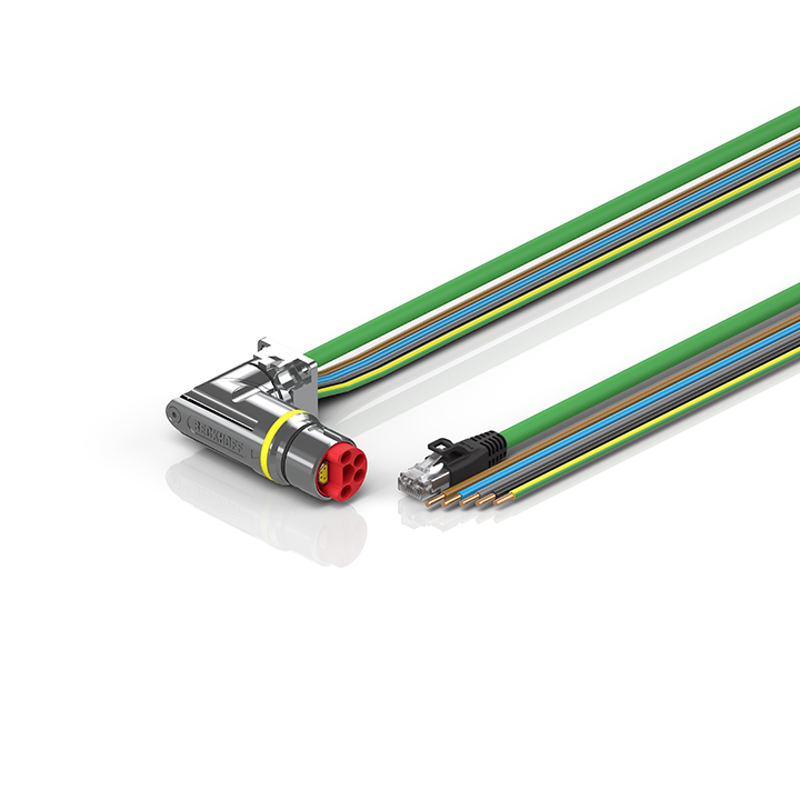 ZK7314-CJ00-Axxx | B23, ENP cable, PUR, 5 G 4.0 mm² + (1 x 4 x AWG22), drag chain suitable, key 1 (2 x 24 V DC + PE)