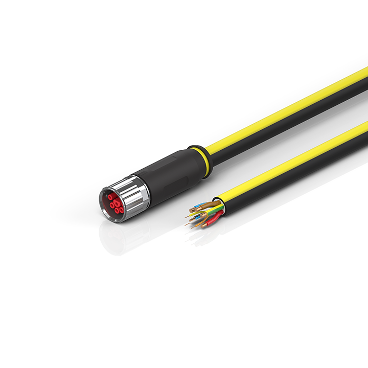 ZK7321-3700-Axxx | B23, ENP cable, PUR, 4 G 4.0 mm² + 2 x 2.5 mm² + (1 x 4 x AWG22), drag chain suitable, key 1 (user-defined voltage)