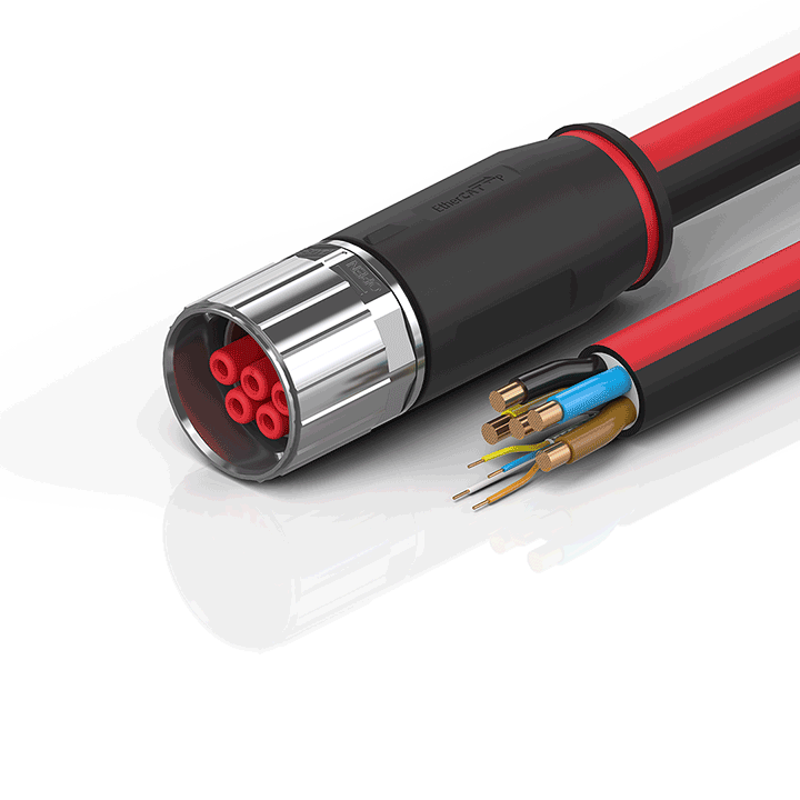 ZK7425-3100-0xxx | B40, ECP cable, PUR, 5 G 16.0 mm² + (1 x 4 x AWG22), drag chain suitable, key 1 (2 x 24 V DC + PE)