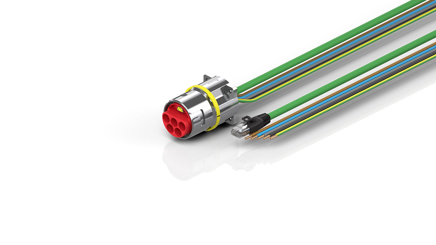 ZK7425-BW00-Axxx | B40, ENP cable, PUR, 5 G 16.0 mm² + (1 x 4 x AWG22), drag chain suitable, key 1 (2 x 24 V DC + PE)