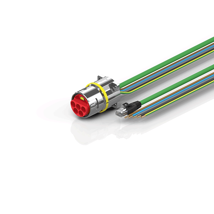 ZK7425-BW00-Axxx | B40, ENP cable, PUR, 5 G 16.0 mm² + (1 x 4 x AWG22), drag chain suitable, key 1 (2 x 24 V DC + PE)