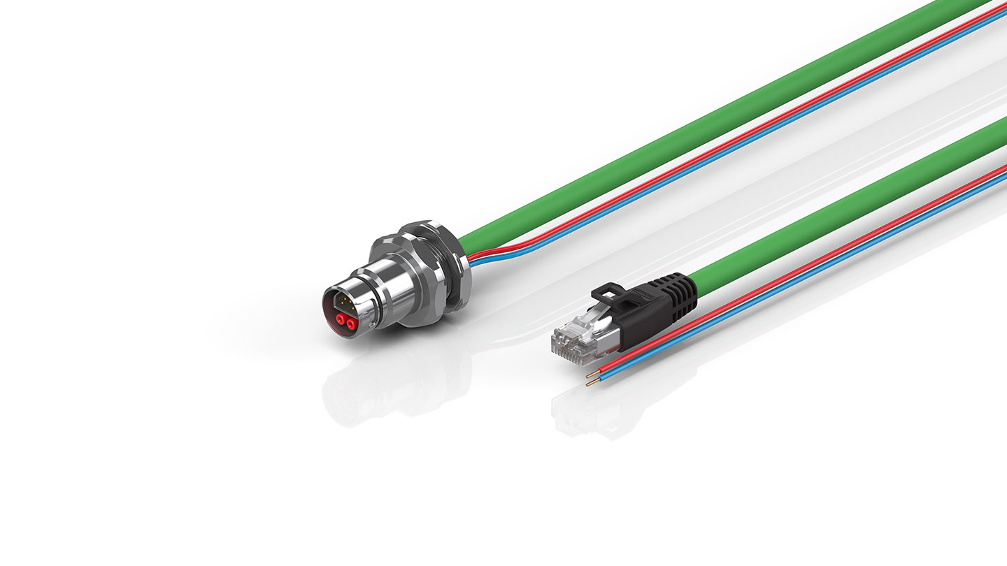 ZK7502-BI00-Axxx | B12, ENP cable, PUR, 2 x 0.75 mm² + (1 x 4 x AWG22), drag chain suitable, key 2 (user-defined voltage)