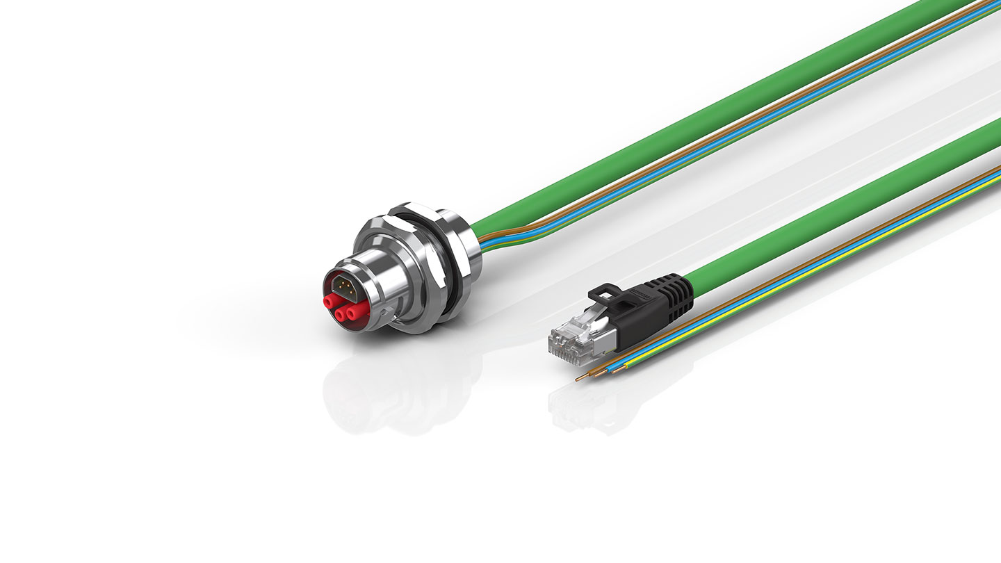 ZK7606-AI00-Axxx | B17, ENP cable, PUR, 3 G 1.5 mm² + (1 x 4 x AWG22), drag chain suitable, key 2 (230 V AC)