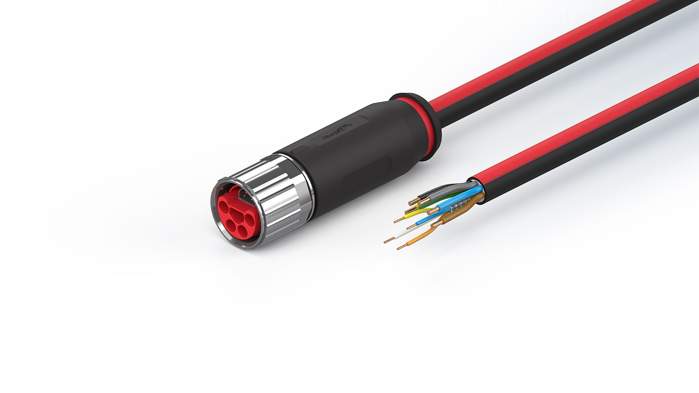 ZK7608-3000-0xxx | B17, ECP cable, PUR, 5 G 1.5 mm² + (1 x 4 x AWG22), drag chain suitable, key (400 V AC)