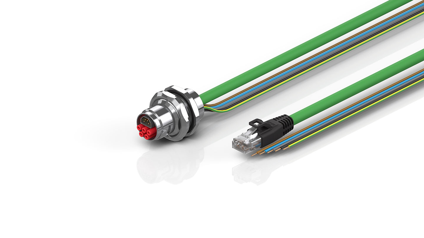 ZK7608-AU00-Axxx | B17, ENP cable, PUR, 5 G 1.5 mm² + (1 x 4 x AWG22), drag chain suitable, key 2 (400 V AC)