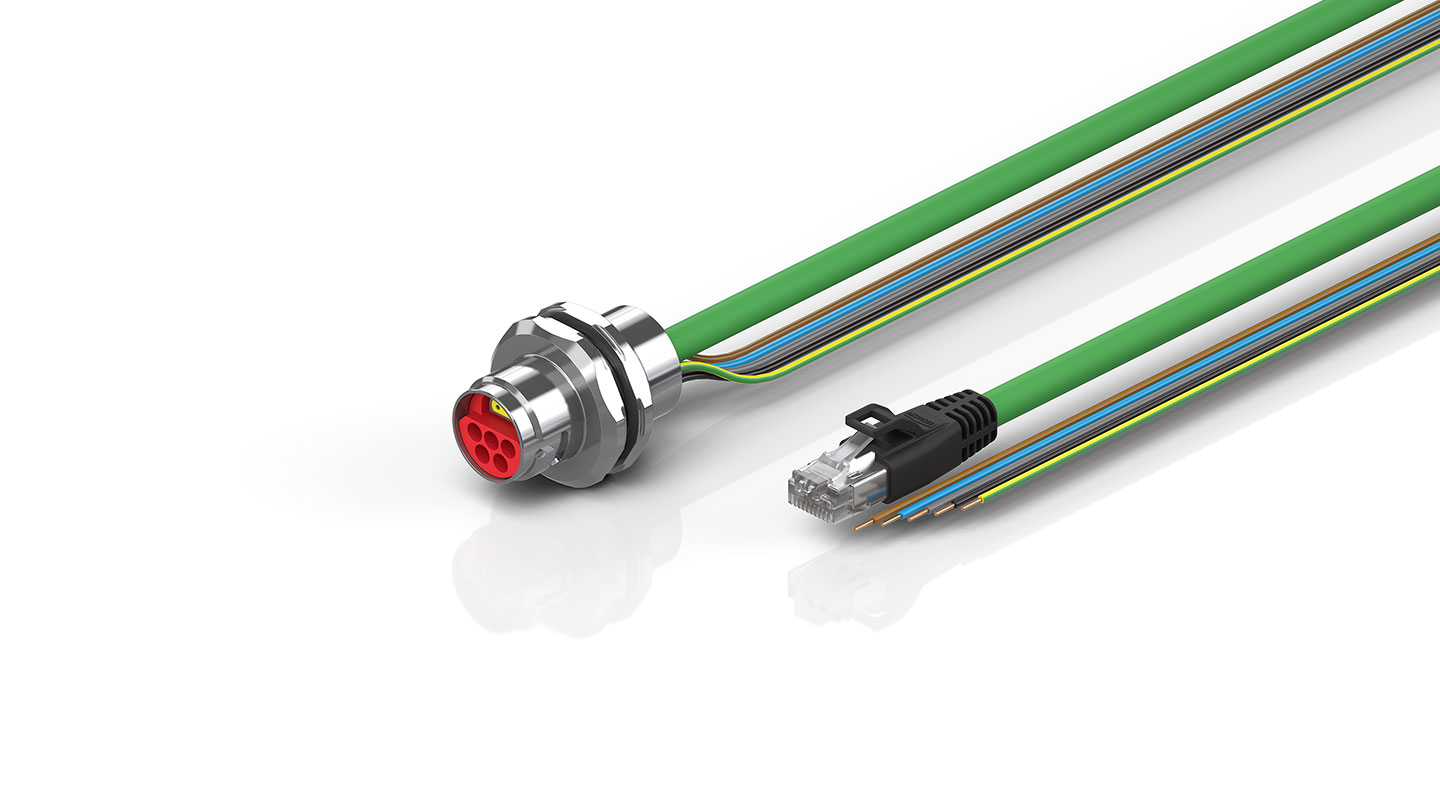 ZK7608-AX00-Axxx | B17, ENP cable, PUR, 5 G 1.5 mm² + (1 x 4 x AWG22), drag chain suitable, key 2 (400 V AC)