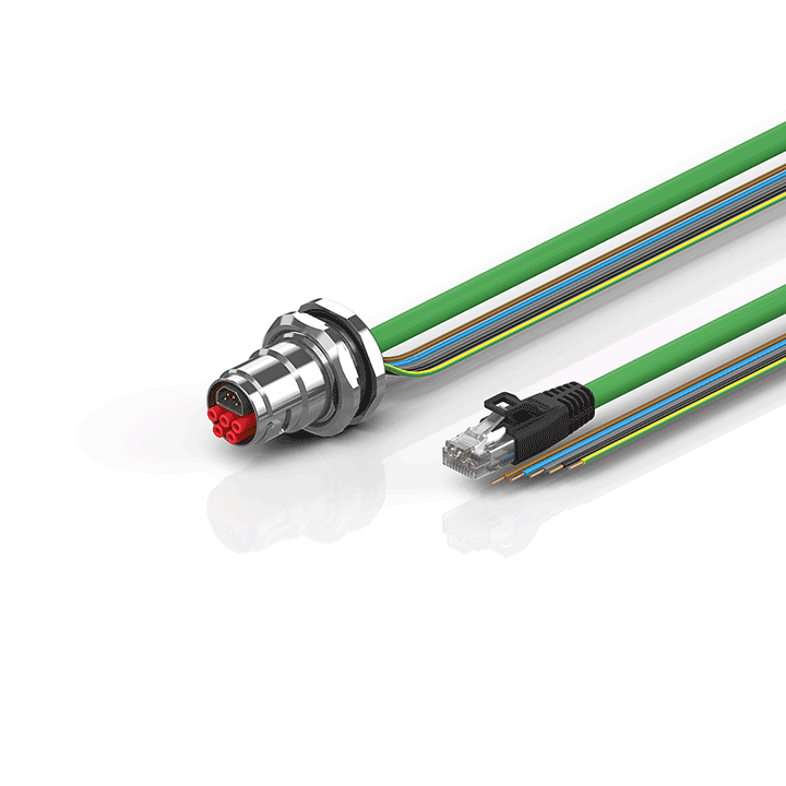 ZK7608-BY00-Axxx | B17, ENP cable, PUR, 5 G 1.5 mm² + (1 x 4 x AWG22), drag chain suitable, key 2 (400 V AC)