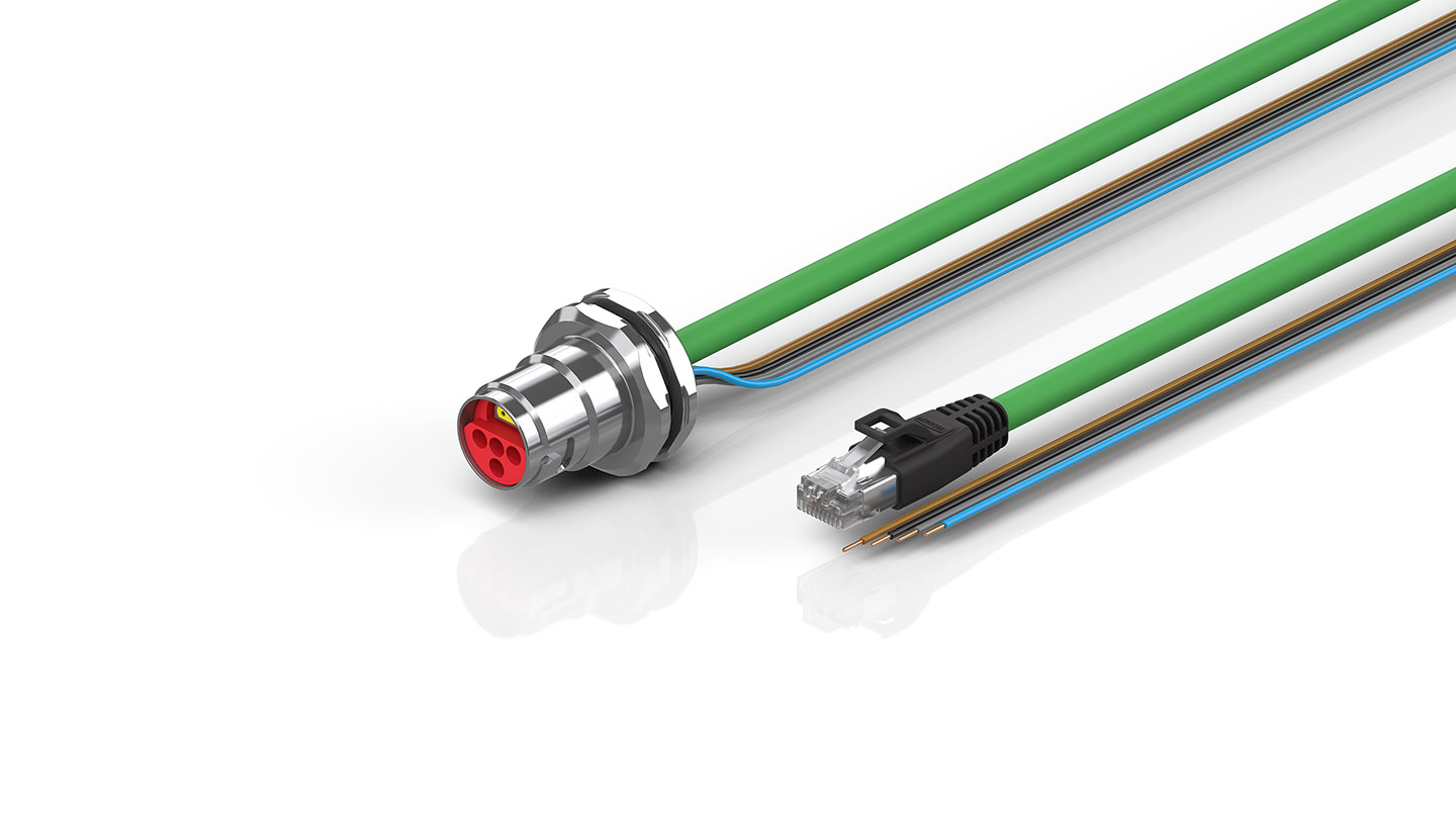 ZK7624-BV00-Axxx | B17, ENP cable, PUR, 4 x 1.5 mm² + (1 x 4 x AWG22), drag chain suitable, key 2 (user-defined voltage)