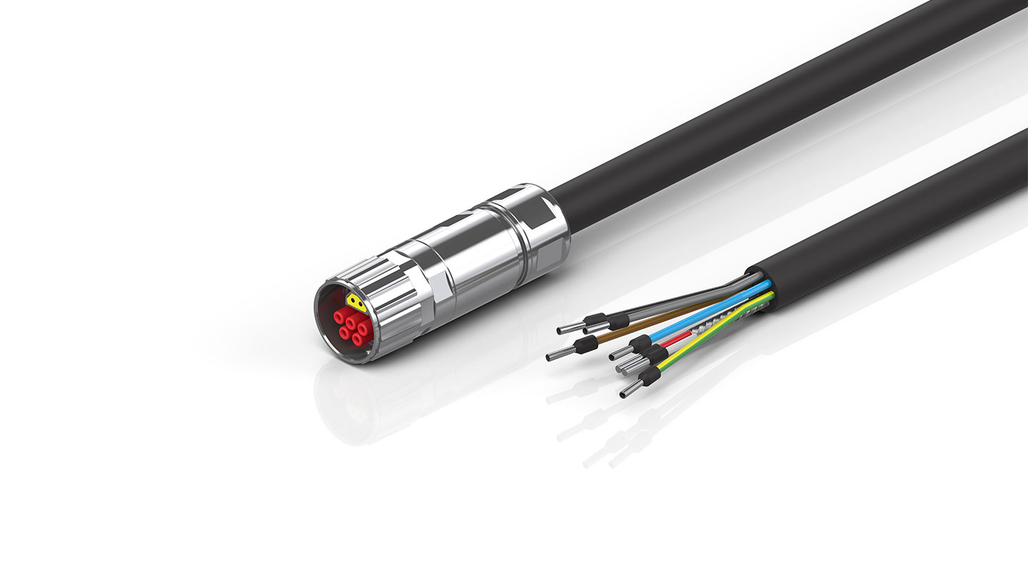 ZK7672-3100-3xxx | Power cable, PUR, fixed installation, 5 G 1.5 mm² + 2 x 0,75 mm², key 2