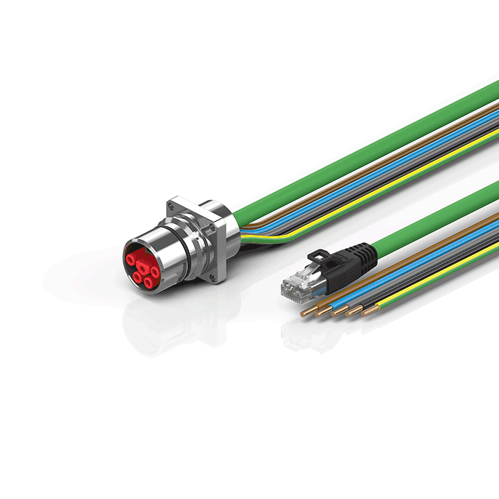 ZK7714-AS00-Axxx | B23, ENP cable, PUR, 5 G 4.0 mm² + (1 x 4 x AWG22), drag chain suitable, key 2 (400 V AC)