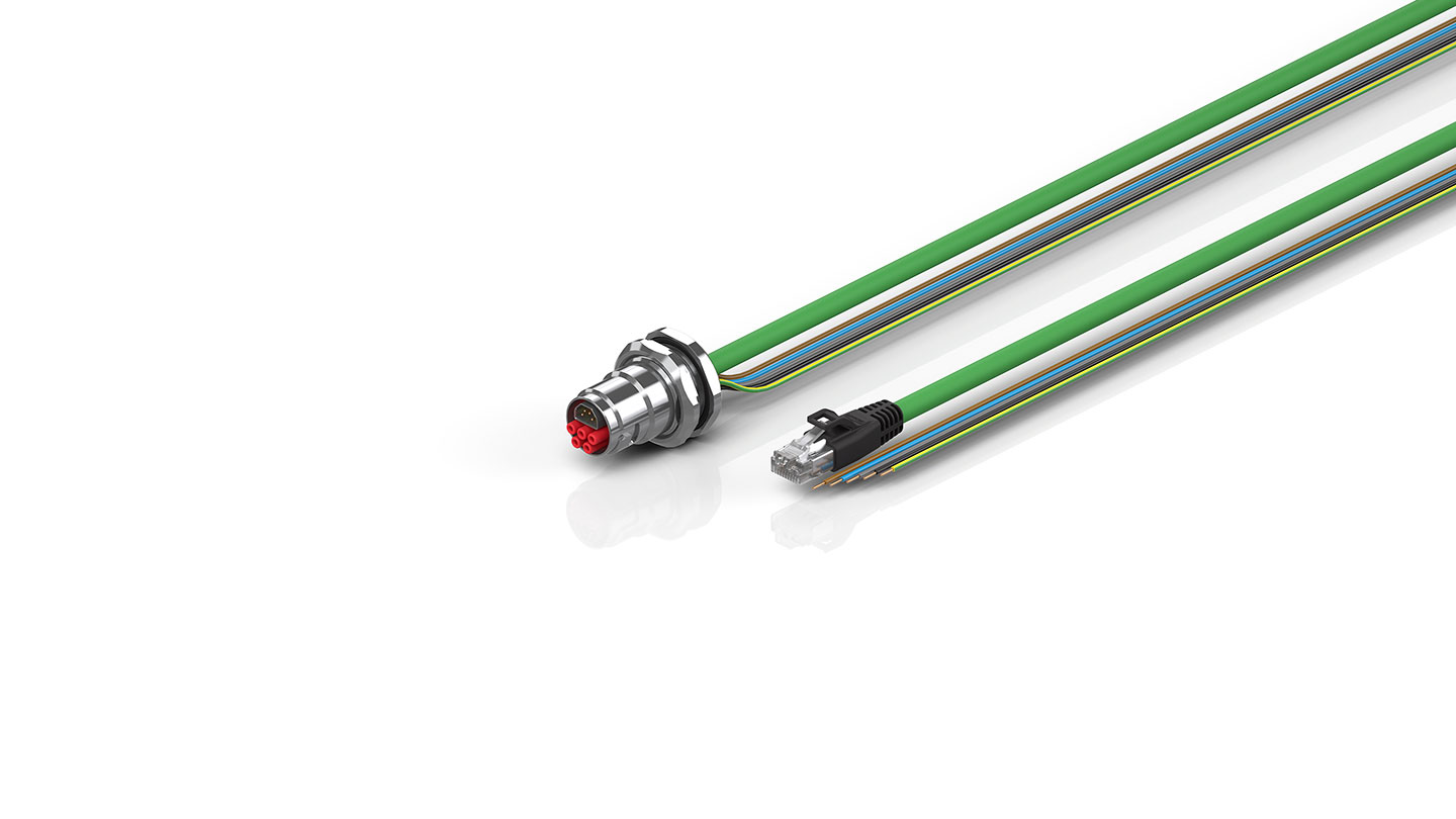 ZK7908-BY00-Axxx | B17, ENP cable, PUR, 5 G 1.5 mm² + (1 x 4 x AWG22), drag chain suitable, key 3 (user-defined voltage)