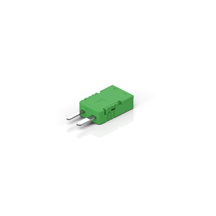 ZS3000-0103 | Thermoelement-Stecker in Miniaturausführung, grün, Thermopaar: NiCr-Ni, Typ K gemäß DIN EN 60584, Variante: Quick Wire, VPE = 10 Stück